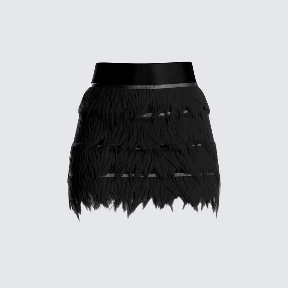 Kacey Black Feather Mini Skirt